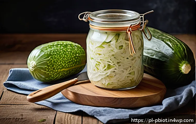 프로바이오틱스 효능에 대한 최신 연구 - A vibrant, detailed still life composition of traditional Polish fermented foods rich in probiotics:...