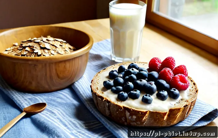 Home 26 프로바이오틱스와 식이섬유의 조화 - Photorealistic healthy breakfast scene in a bright Polish home kitchen, a clear glass bowl of plain ...