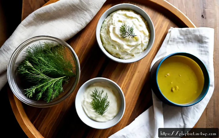 Home 15 발효식품의 종류와 프로바이오틱스 함량 - Photorealistic overhead kitchen table scene featuring Polish fermented foods arranged clearly in sep...